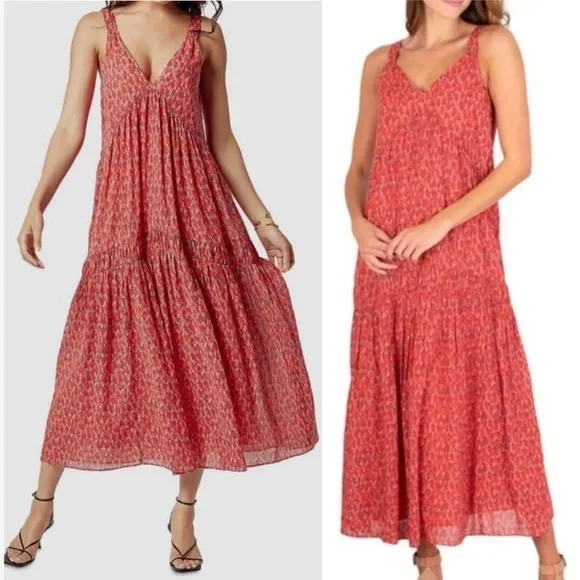 joie maxi dress tea rose Joie Women's Bondi Sleeveless Tiered Maxi Dress Tea Rose Size XXL  Resortwear